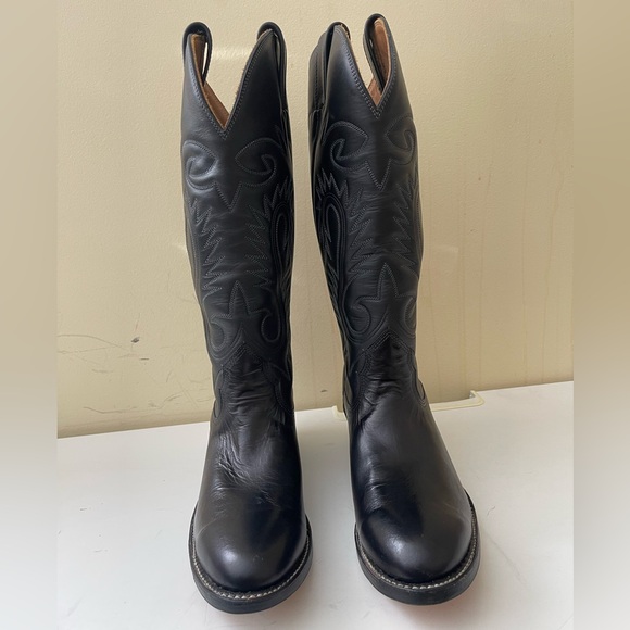 NWT Alberta Boot Company Black Cowboy exotic Leather Western Boots Men Size 8 US - Picture 2 of 8